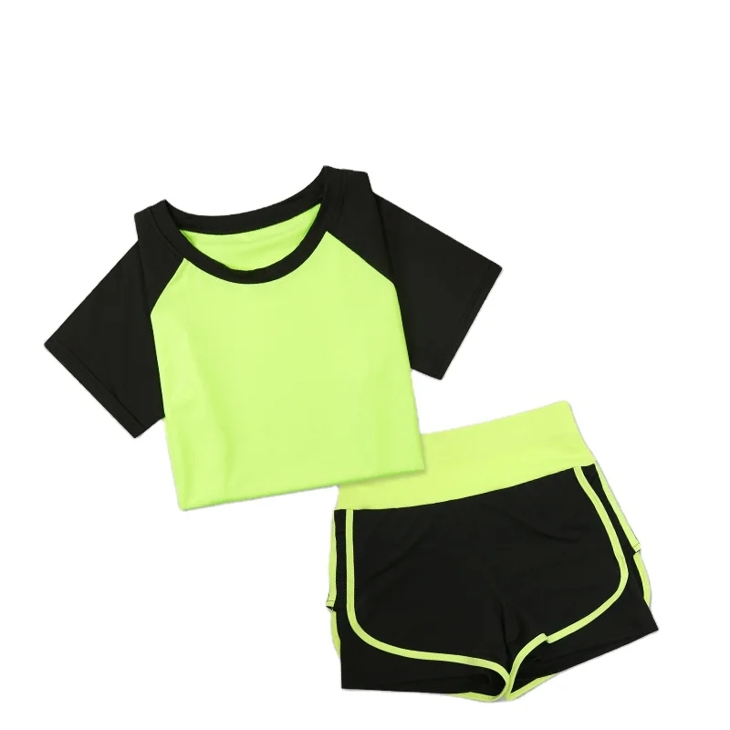 

Custom logo breathable track two pieces quick dry gym training shorts set high waist sports suit, As picture