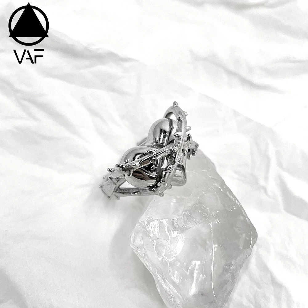 VAF Punk Heart of Thorns Ring Stainless Steel Ring Anillo Corazon De Espinas Herz Der Dornen-Ring