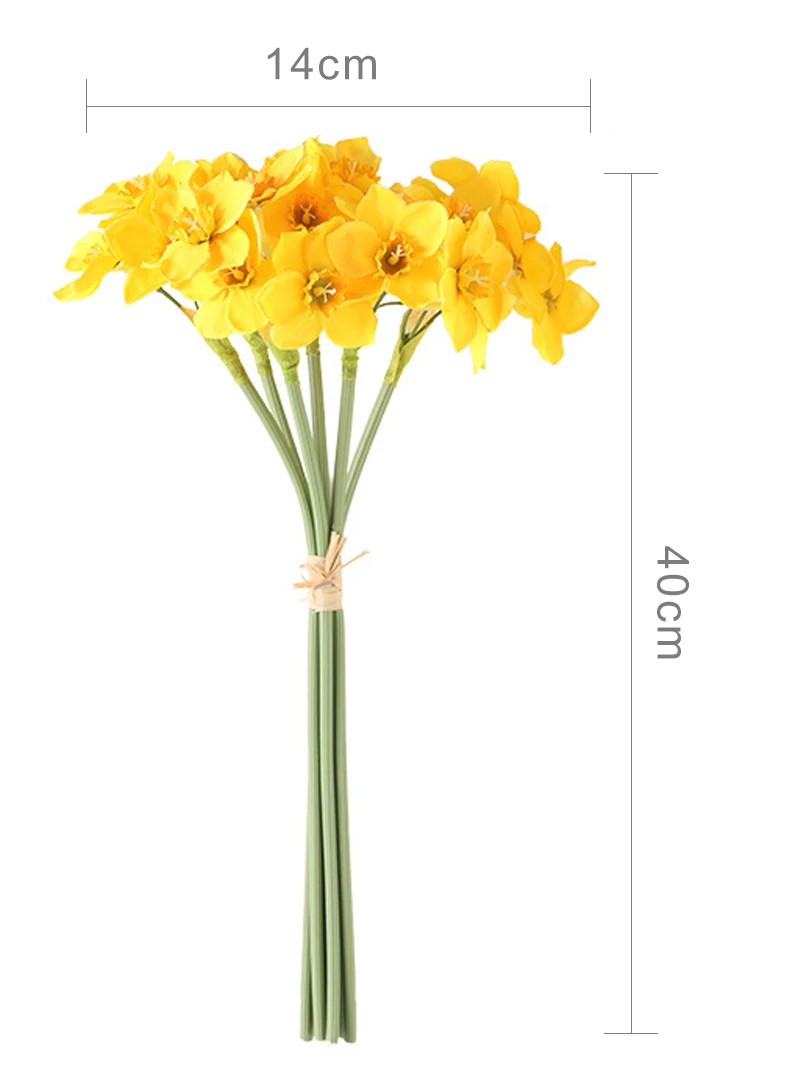Artificial Silk Flowers 7 Mini Orange Fabric Daffodils Bunch 