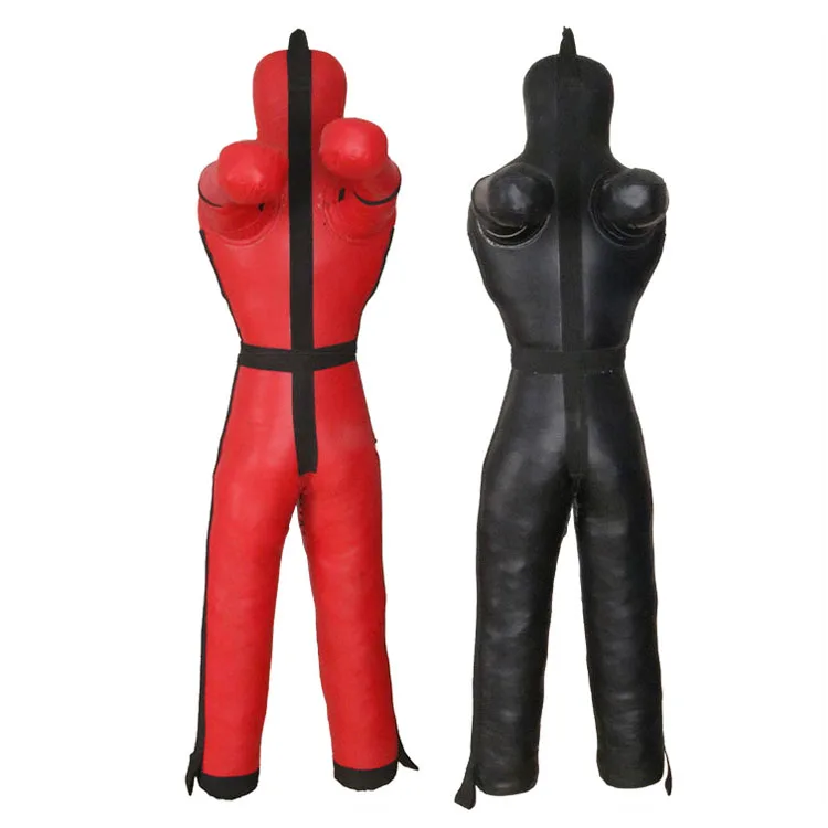 

New Products 2022 Unique Custom Logo Leather Boxing Equipments Sports Exercise Fitness Kick Boxing Training Punching Dummy, Red+black