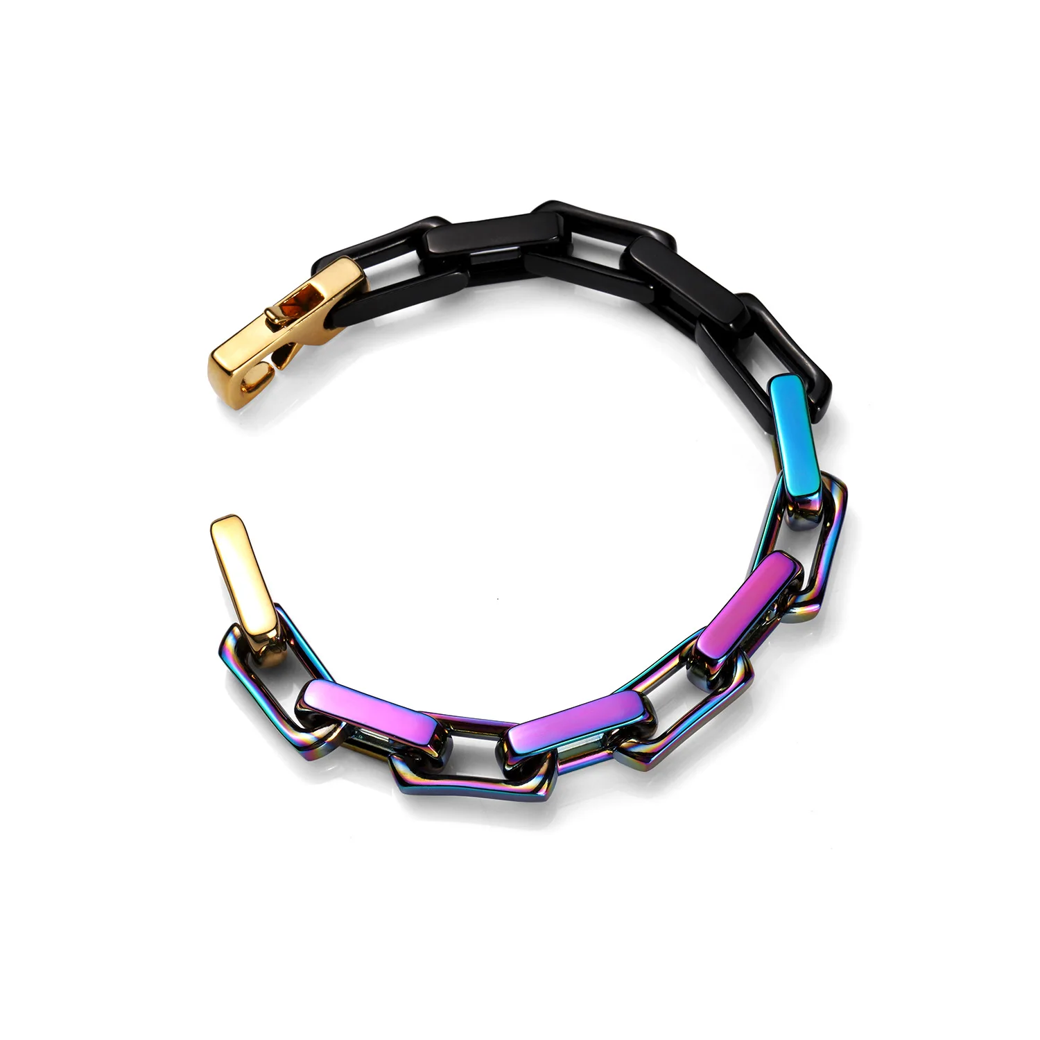 

Wholesale stainless steel linked bracelet for men, Steel/gold/black/multi-color