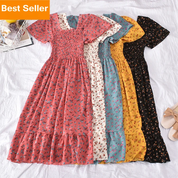 

Poyan Foloral Print Ruffle Sleeve Jupe Femme Womens Dress Boho Summer Vintage Dresses Women Elegant Dress Vintage Woman
