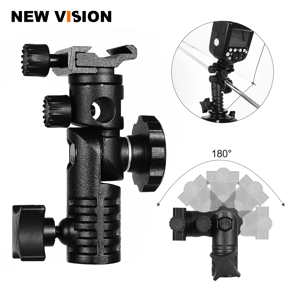 

inlighttech Universal Metal Mount Speedlite Flash Hot Shoe Adapter for Umbrella Holder Swivel Light Stand Bracket, Black