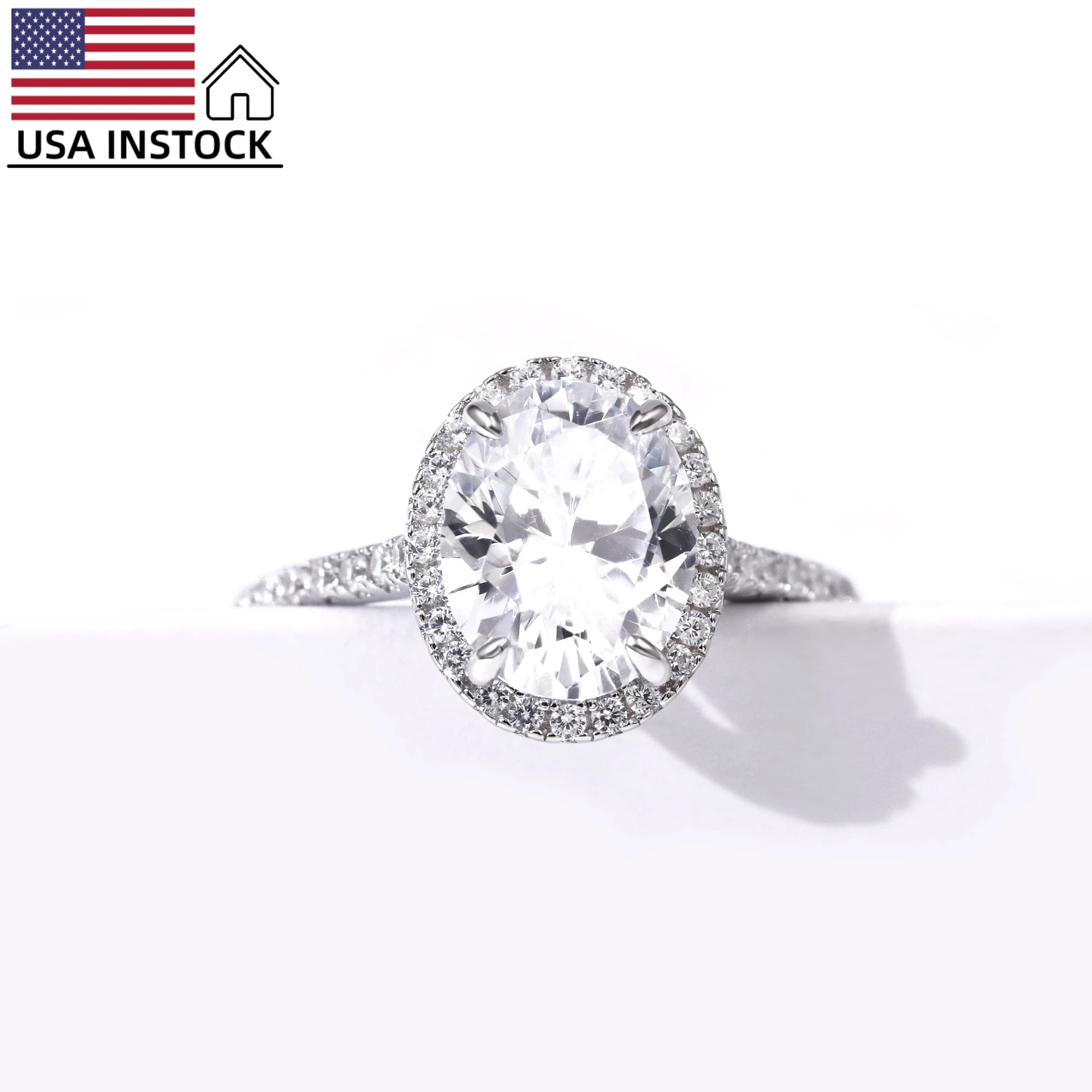 

USA Stock freeshipping 18k gold plated 925 sterling silver 3ct oval cut vvs moissanite engagement rings for women