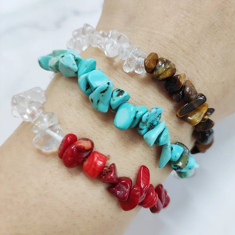 

OUYE Two-color stitching tiger eye stone natural stone irregular geometric bracelet women's jewelry accessories wholesale, Picture shows