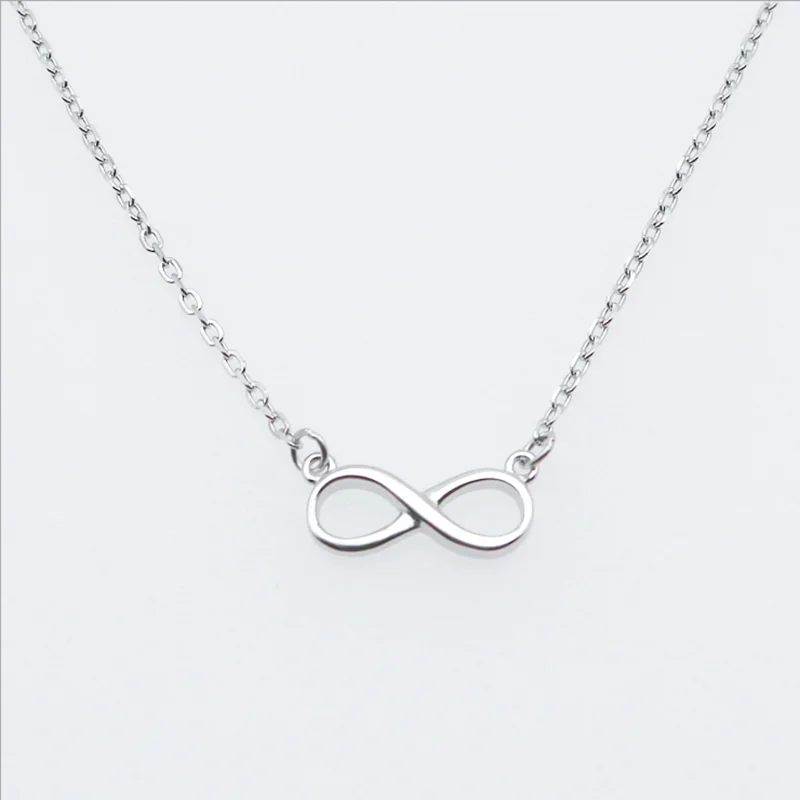 extremely simple gold rose gold 925 sterling silver infinity necklace