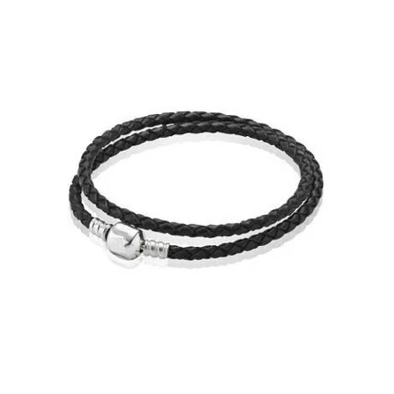 

S925 Sterling Silver Chain Buckle Leather Rope Bracelet Braided Leather Rope Base Bracelet