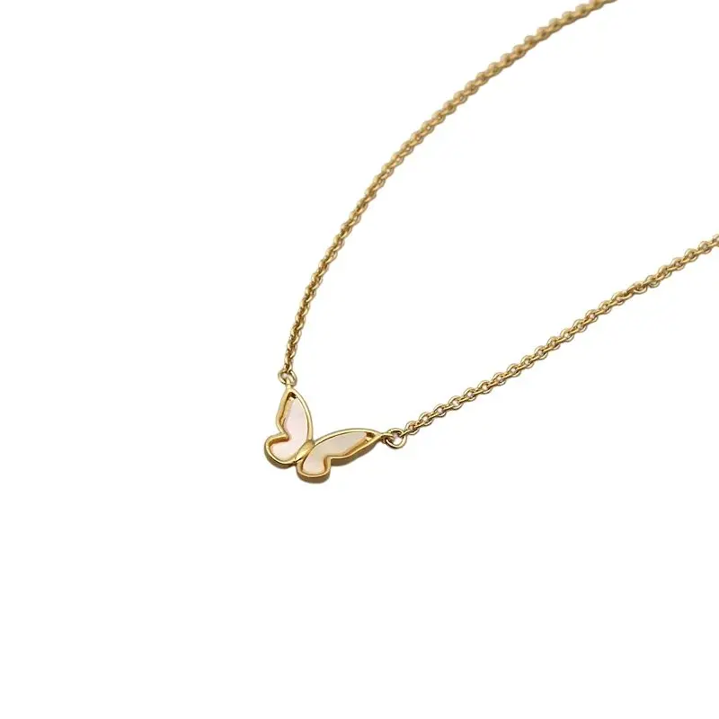 

Classic White Shell Butterfly Pendant Jewelry Gold Plated Copper Accessories Snake Chain Necklace