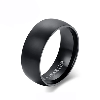 

Poya Custom Waterproof Plain Blank Style 8Mm Brushed Black Titanium Men Ring, Customized color