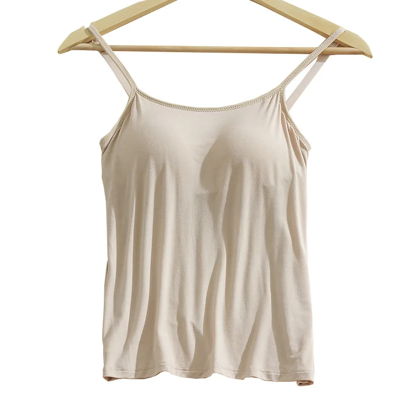 Manufacturer Wholesale One Piece Solid Color With Chest Cushion Lady Camisole Skin Friendly Breathable Women's Vest