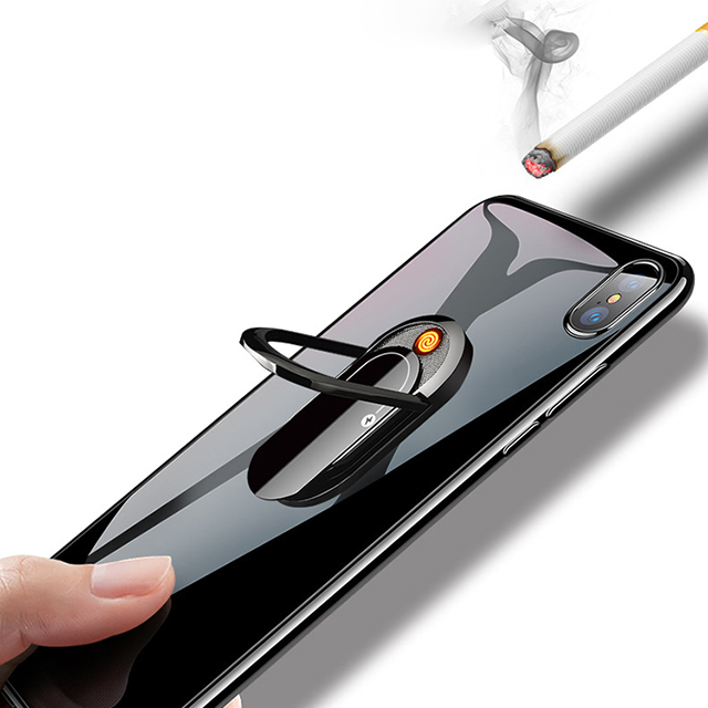 

Creative Mobile Phone Ring Holder Car Holder Electric USB Lighter Tungsten Wire Flame Lighter, Multi colors