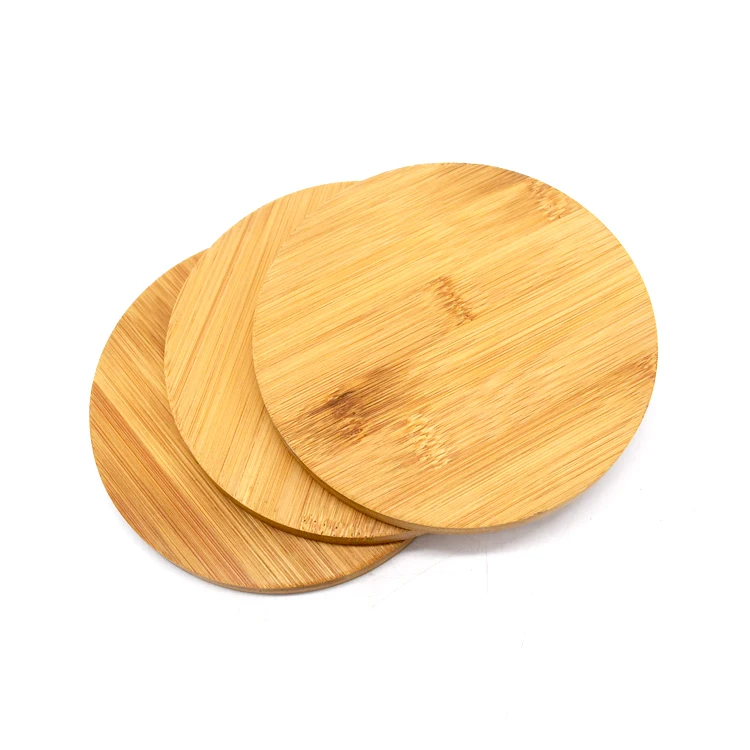 

100% Natural Customized Kitchen Round Tea Cup Pads Set Bamboo Wood Placemats Coasters for Drinks