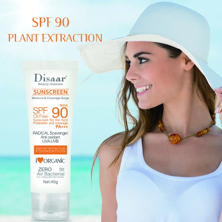 

Best selling Disaar spf 90 sunblock moisturizer whitening organic sunscreen cream for all skin, White color