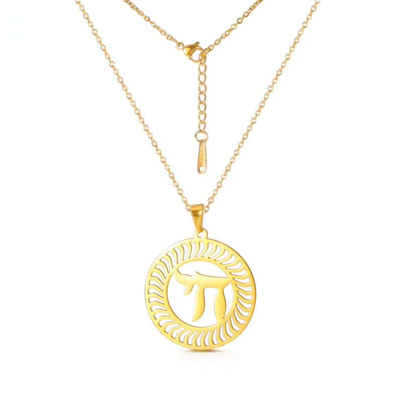 

Stainless steel Hebrew alphabet Necklace female titanium steel ornament