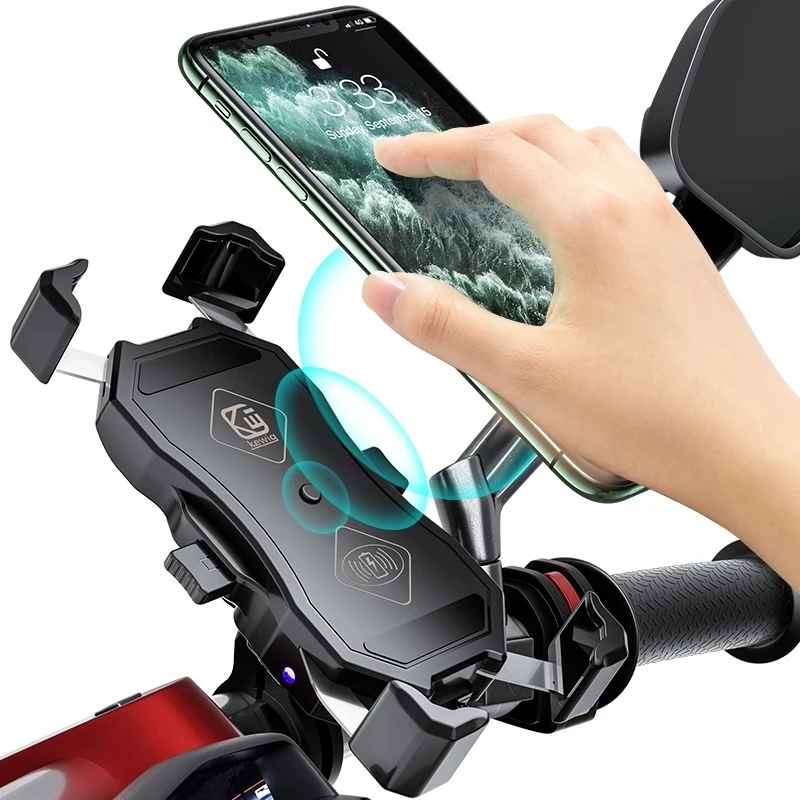 

Motorcycle Phone Holder 15W Wireless Smart Charger QC3.0 Wire Charing 2 in 1 Semiautomatic Stand 360 Degree Rotation Bracket