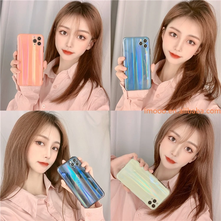 

Free Shipping Aurora Shining Laser Cell Phone Case for iPhone 12 11 Pro X XS XR XS Max 6 6S 7 8 Plus Shell Mobile phone bags