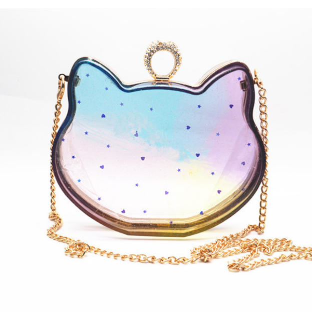 

LOVE'N LV195B Kawaii Round Rectangle Love Heart Cat Shape UV Wallet resin mold diy Quicksand Handbag Storage Purse Clutch Bag
