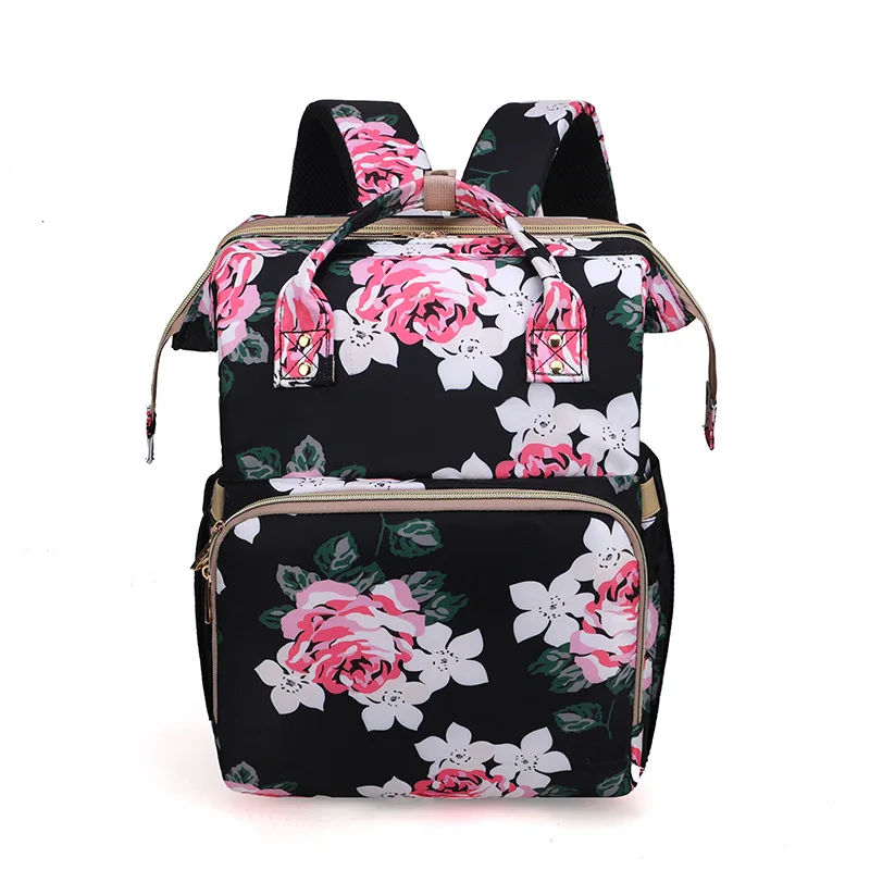 

cheap wholesale stylish sublimation pink custom cute travel diaper bag with bed, Blue, black, pink