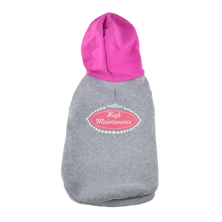 

Popular dog clothes pet accessories,pet coat with a hat, Rose red+grey