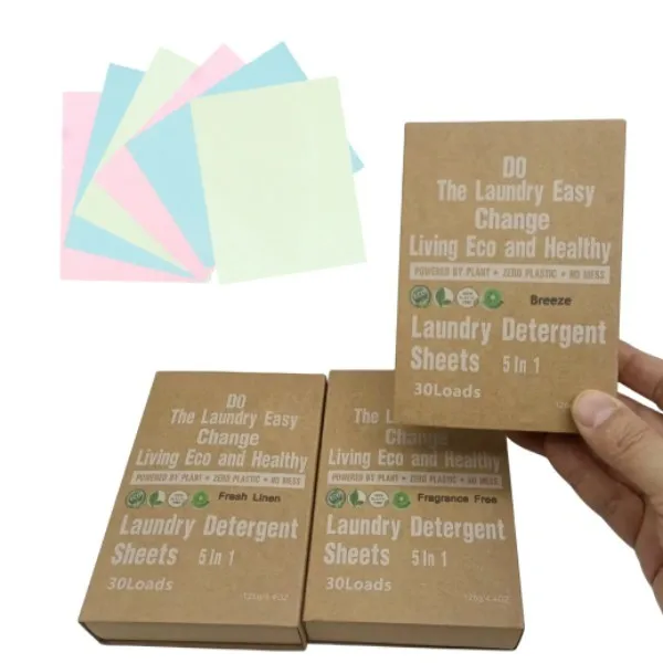 Enzyme Technology Detergent Stain Remover Whitener Eco-Strips Laundry Detergent Sheets Whitening for Sensitive Skin