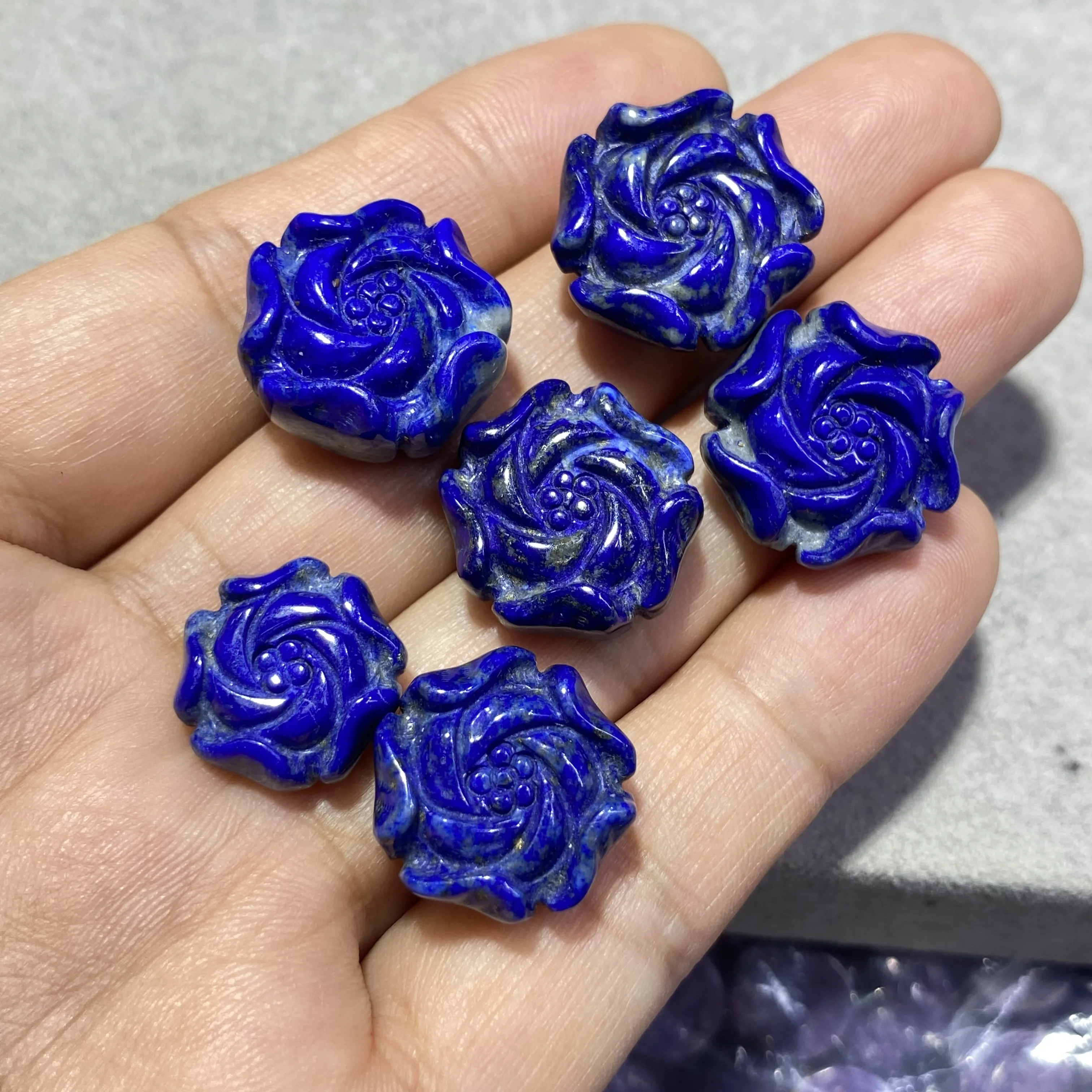 

Wholesale Price Natural Dark Blue Lapis Lazuli Gemstone Crystal Peony Flower Carving Pendant For Jewelry Making