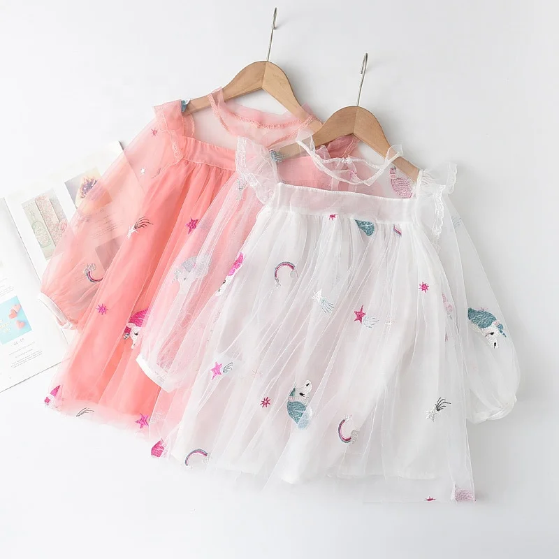 

Kids Dress For Girls Spring Long Sleeve Fairy Dresses Mesh Chiffon 3 4 5 6 7 8 Years Children Clothes