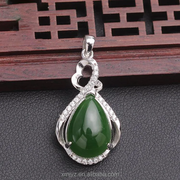 

Certified Hetian Jade S925 Silver Inlaid Jade Pendant