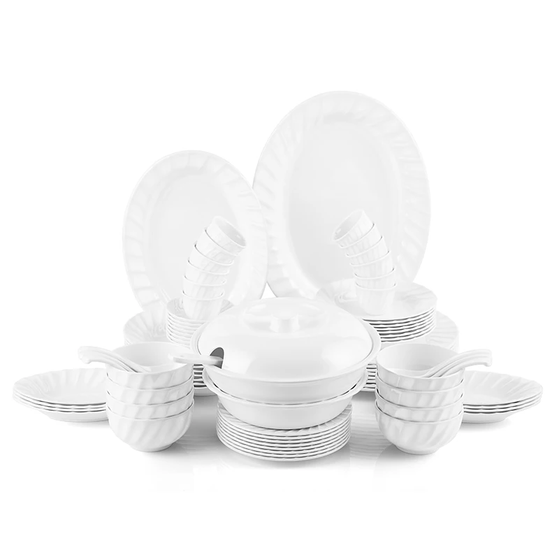 Kitchenware White Plates Saudi Arabia Market Dinner Set Melamine