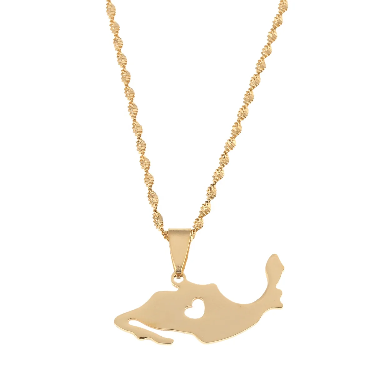

Stainless Steel Fashion Mexico Map Pendant Necklace Gold Color Mexican Maps Heart Charm Jewelry