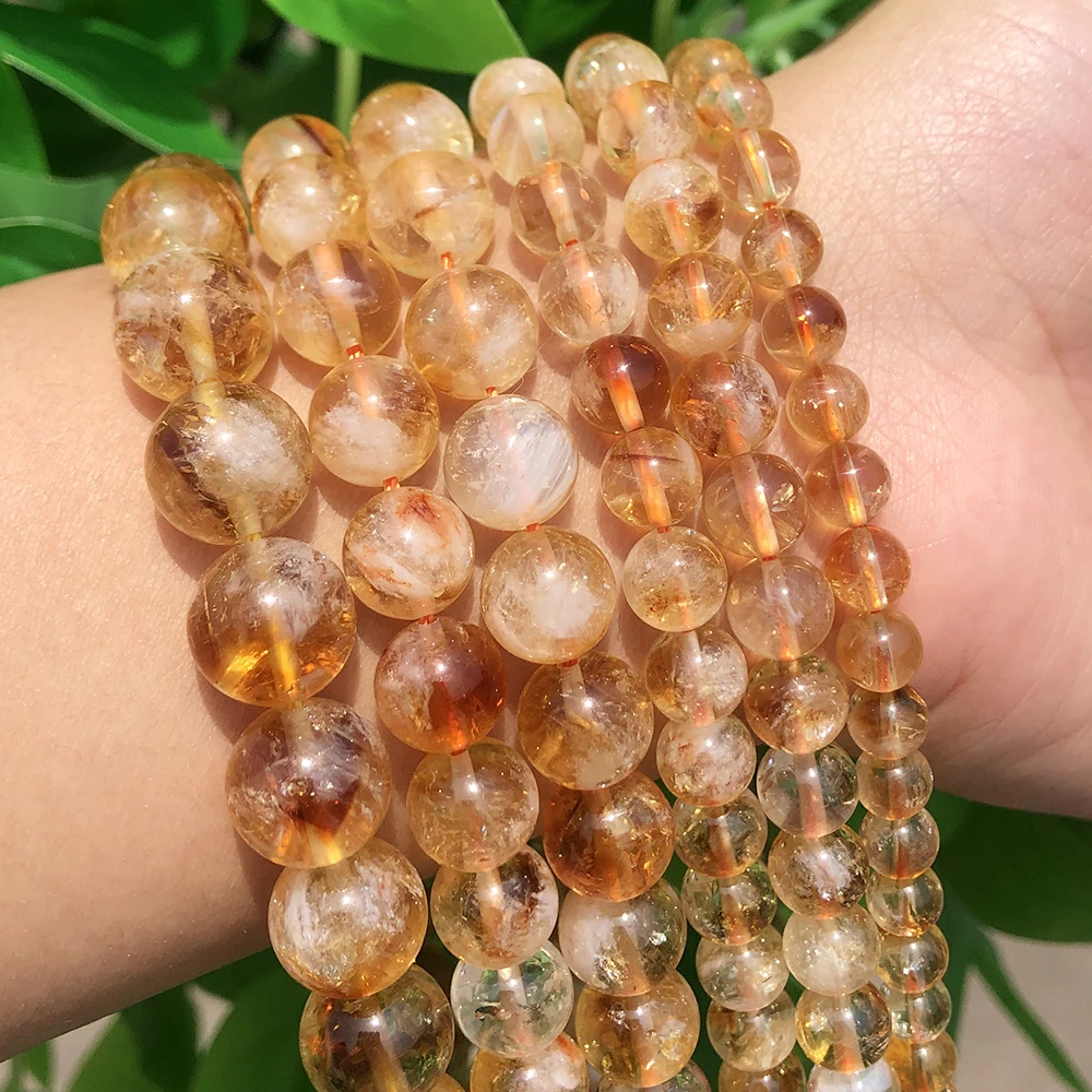 

High Quality Yellow Quartz Stone Beads AA Semi-Precious Natural Citrines Beads for Jewelry Making DIY