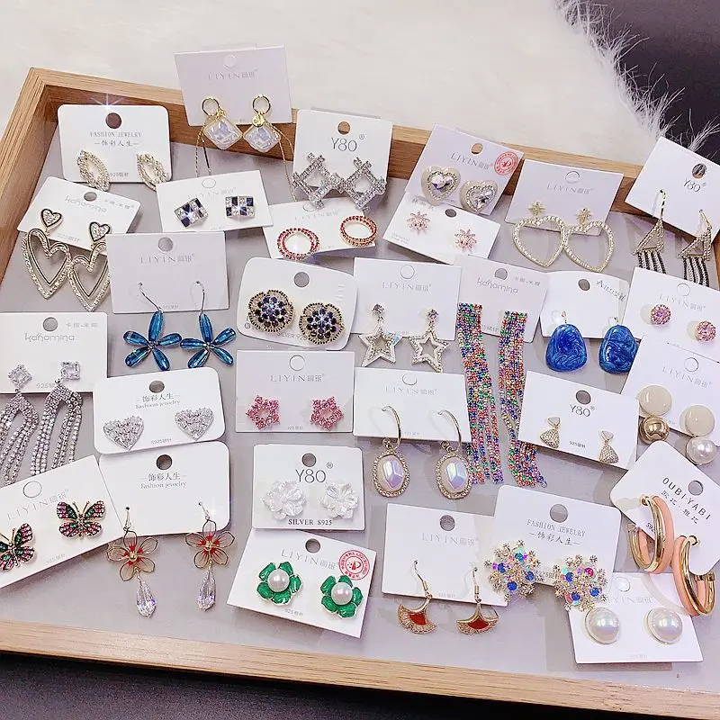 

PUSHI jewelry Fashion contracted lot earrings women Mixed Zircon earrings wholesale assorted earrings bulk jewellery