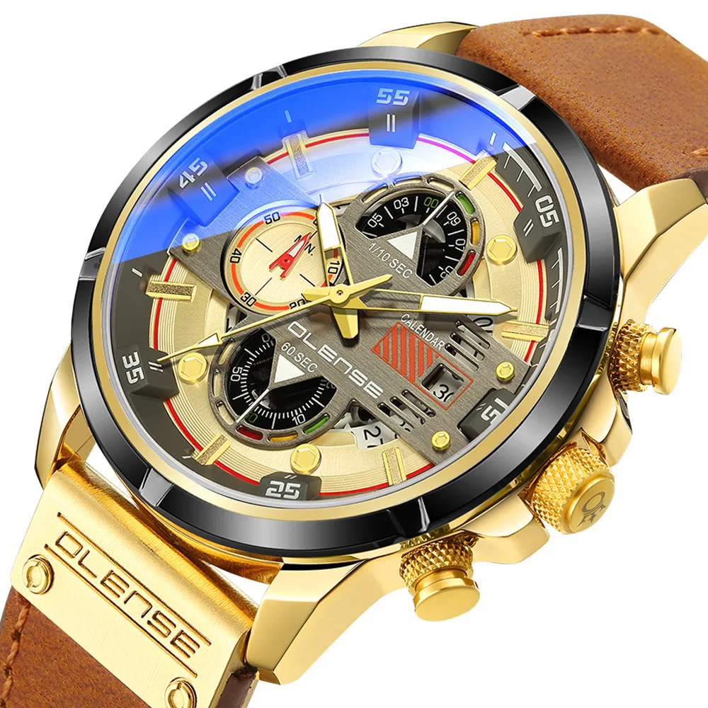 

Men watch Sport Chronograph Watches Men Wrist Luxury Quartz Leather Waterproof Wristwatches Relogio Masculino