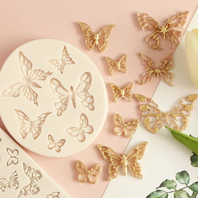 

Z610 Butterfly decorative pattern silicone baking cake sugar biscuit mold, Random