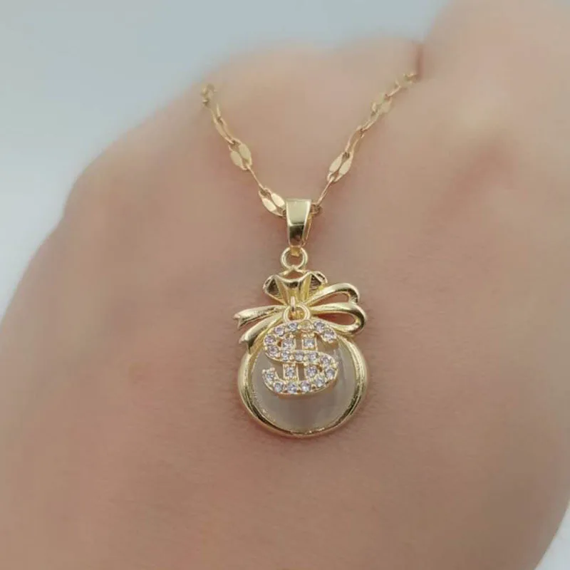 

European And American Fashion Simple Opal Ladies Necklace, As pic