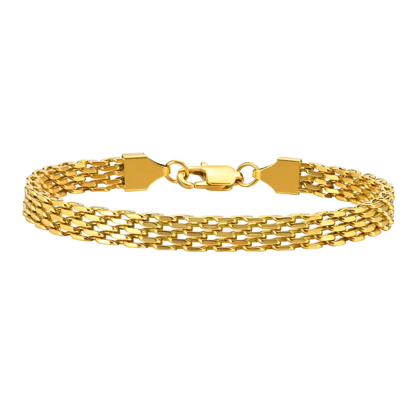

High End 18k PVD Gold Plated Stainless Steel Mesh Link Chain Band Bracelet for Women Wholesale Jewelry