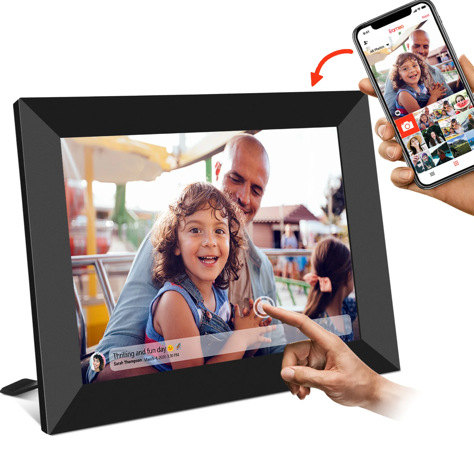 

Frameo Fashion 10.1 Inch WiFi Smart Android iOS APP Cloud Digital Photo Frame with Touch screen Pictures & Photos/Videos Sharing