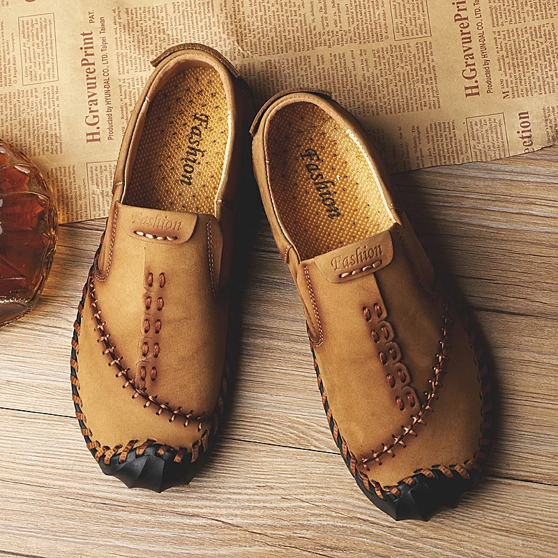 

2021 New Handmade Driving Leather Men Casual Classic Comfortable Walking Loafers Slip on Flat Anti