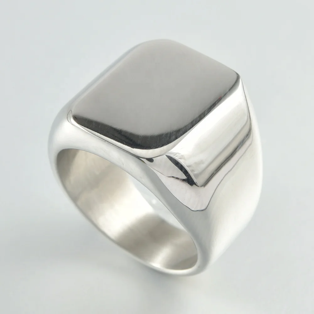 

316L Stainless Steel Men Simple Thumb Ring Width Square Top Band Finger Fashion Ring Jewelry Accessories