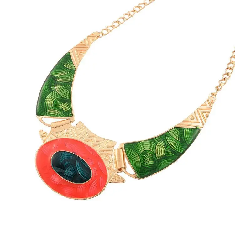 

2021 Festival Vintage Bohemian Ethnic Statement Choker Necklace Multicolor Jewelry for Women, Gold color