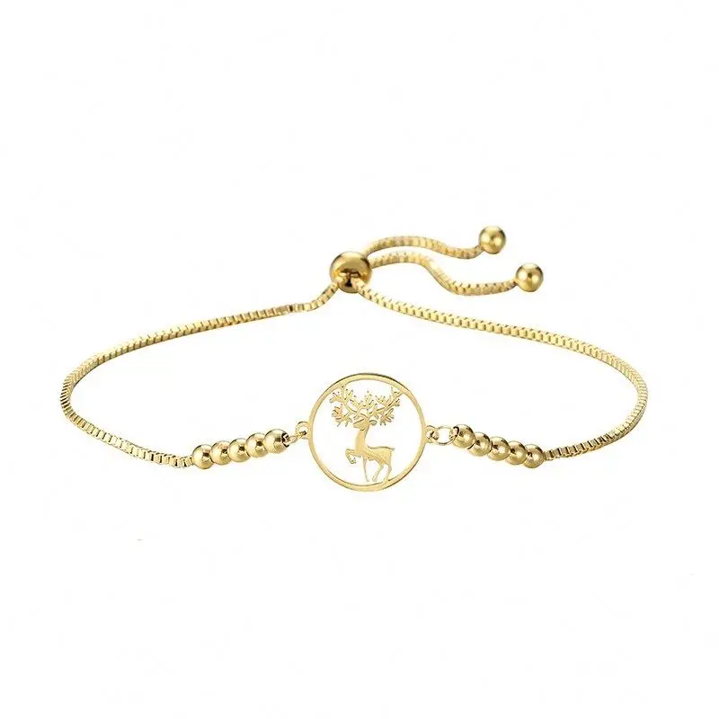 

Stylish Gold Plated Adjustable Lucky Deer Bracelet Manufacturer Price High Quality Minimalist Fashion Jewelry, Gold color