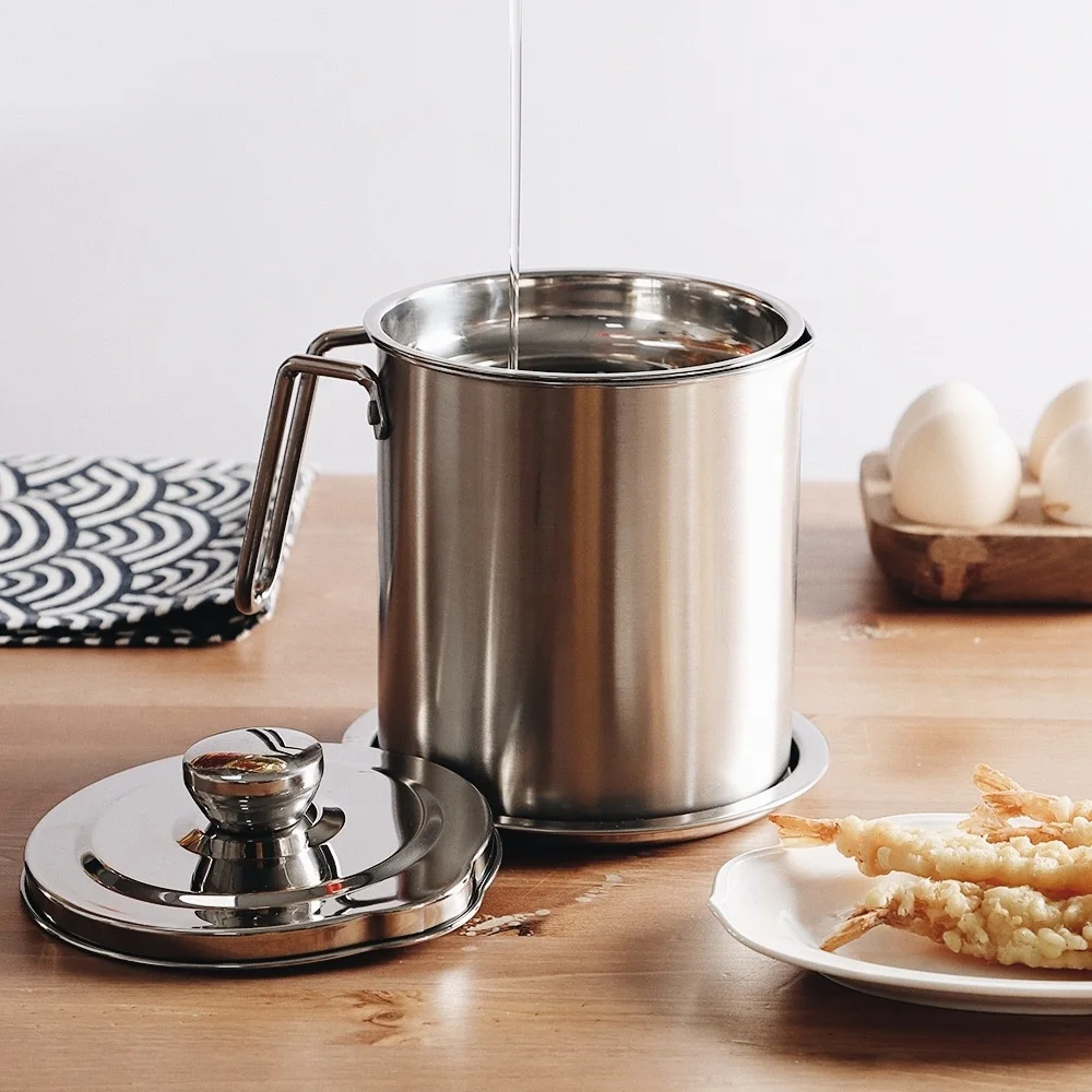

Metal Mesh Strainer Cooking Oil Keeper Strainer Pot Kettle Container Oil Strainer for Kitchen