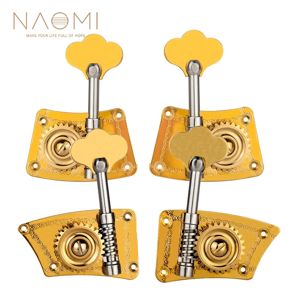 

NAOMI 4pcs 2R2L Upright Double Bass Tuning Pegs Machine Heads Double Bass Parts 4/4 3/4, Golden color