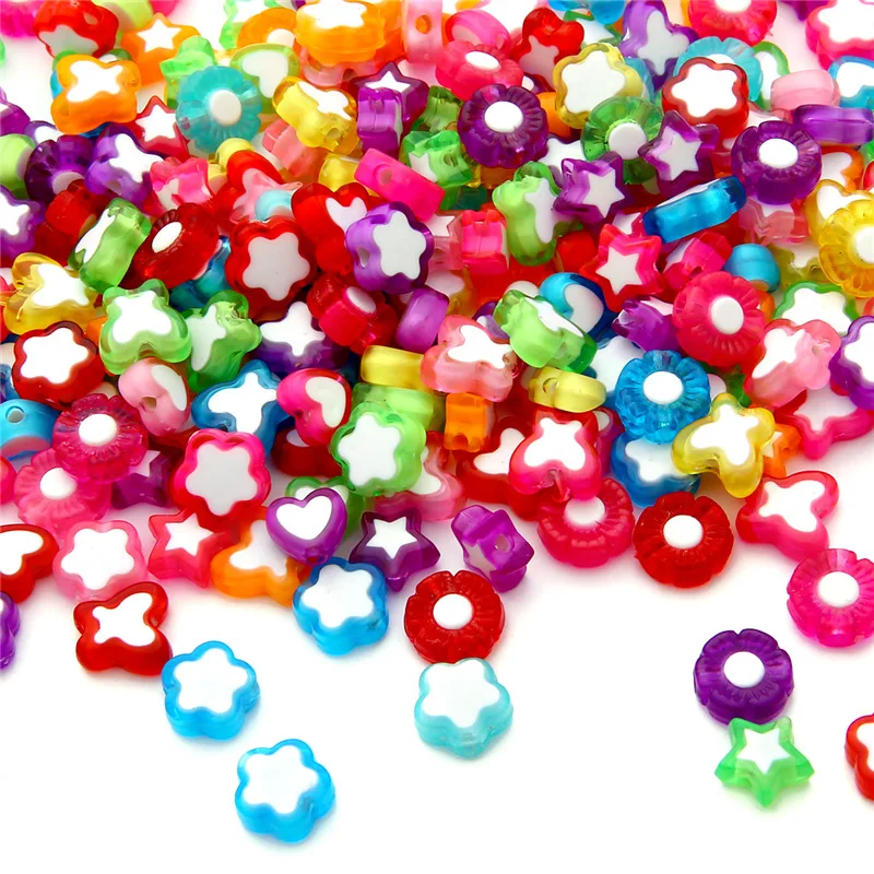 

High quality acrylic colorful cute star heart butterfly flower beads jewellery accessories diy, As picture