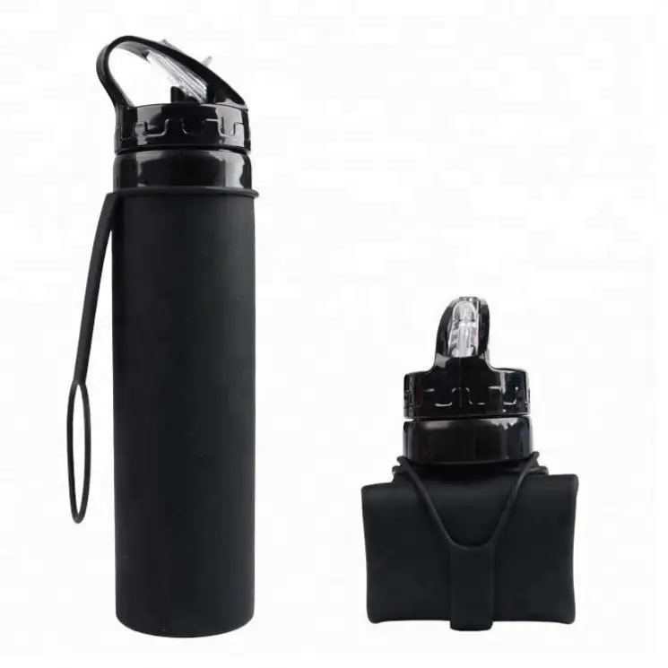 

BPA free 350ml roll up leak proof foldable sports & outdoor collapsible silicone water bottles, Custom color acceptable