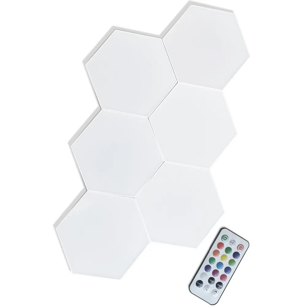

Touch Panel Modular DIY Honeycomb Wall Mounted Remote Controlled Hexagonal Quantum Night Wall Light for Indoor Decoration 30mins