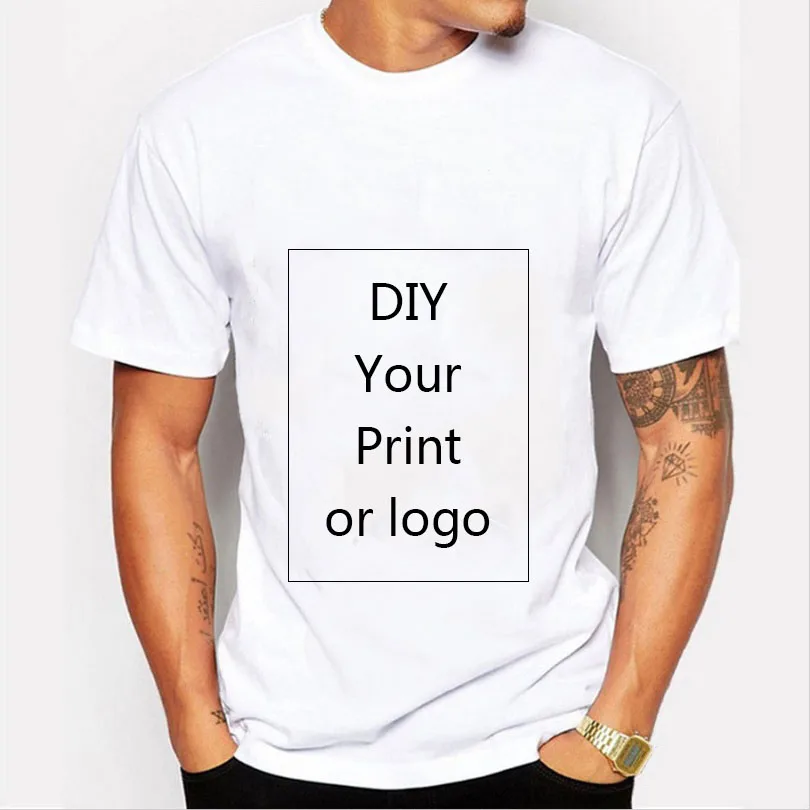 Free Shipping Custom Print T Shirt DIY White TopS Women Men's T-shirts