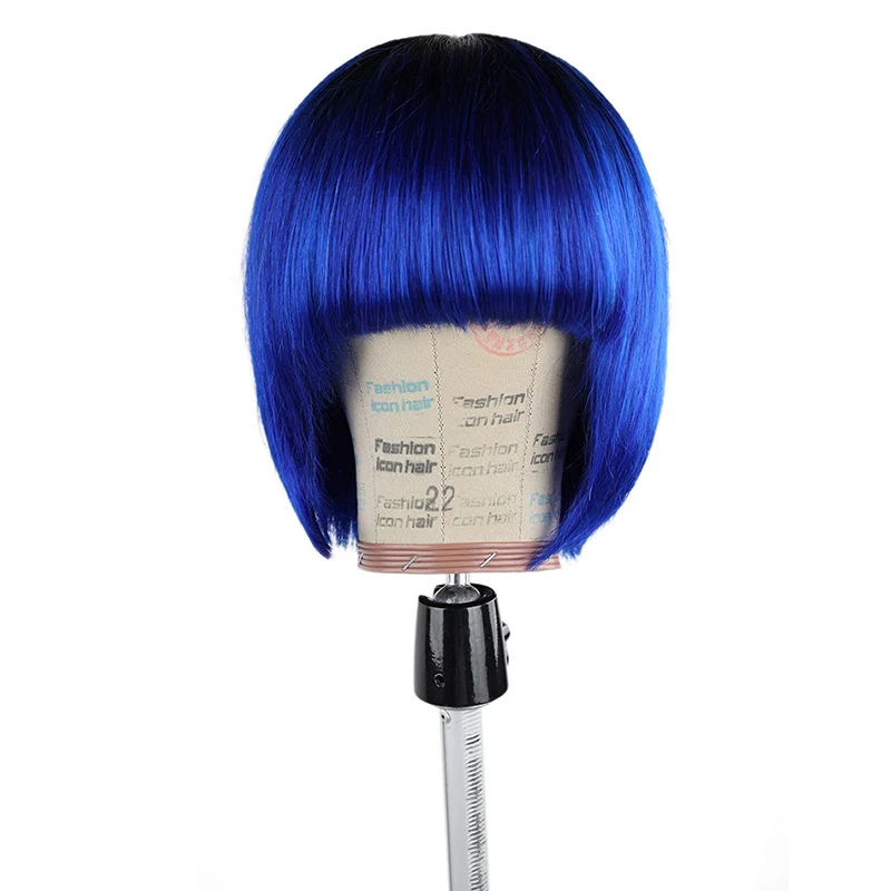 

Brazilian Human Hair Colored Bob Wigs Straight Fringe Wig With Bangs For Black Women