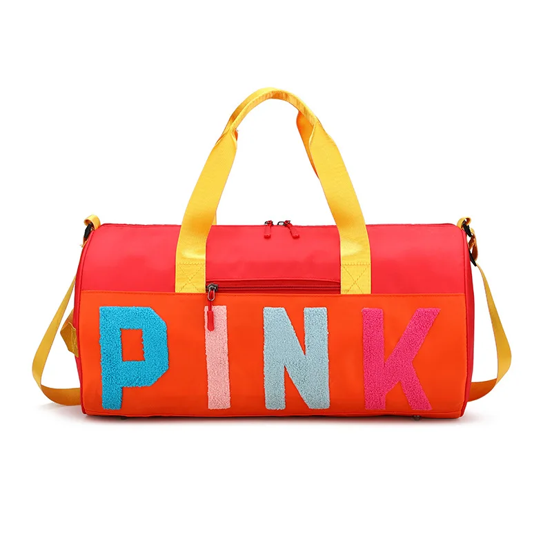 

Custom Logo Women Waterproof Travel Bags Large Capacity Pink Duffle Gym Sport Bags