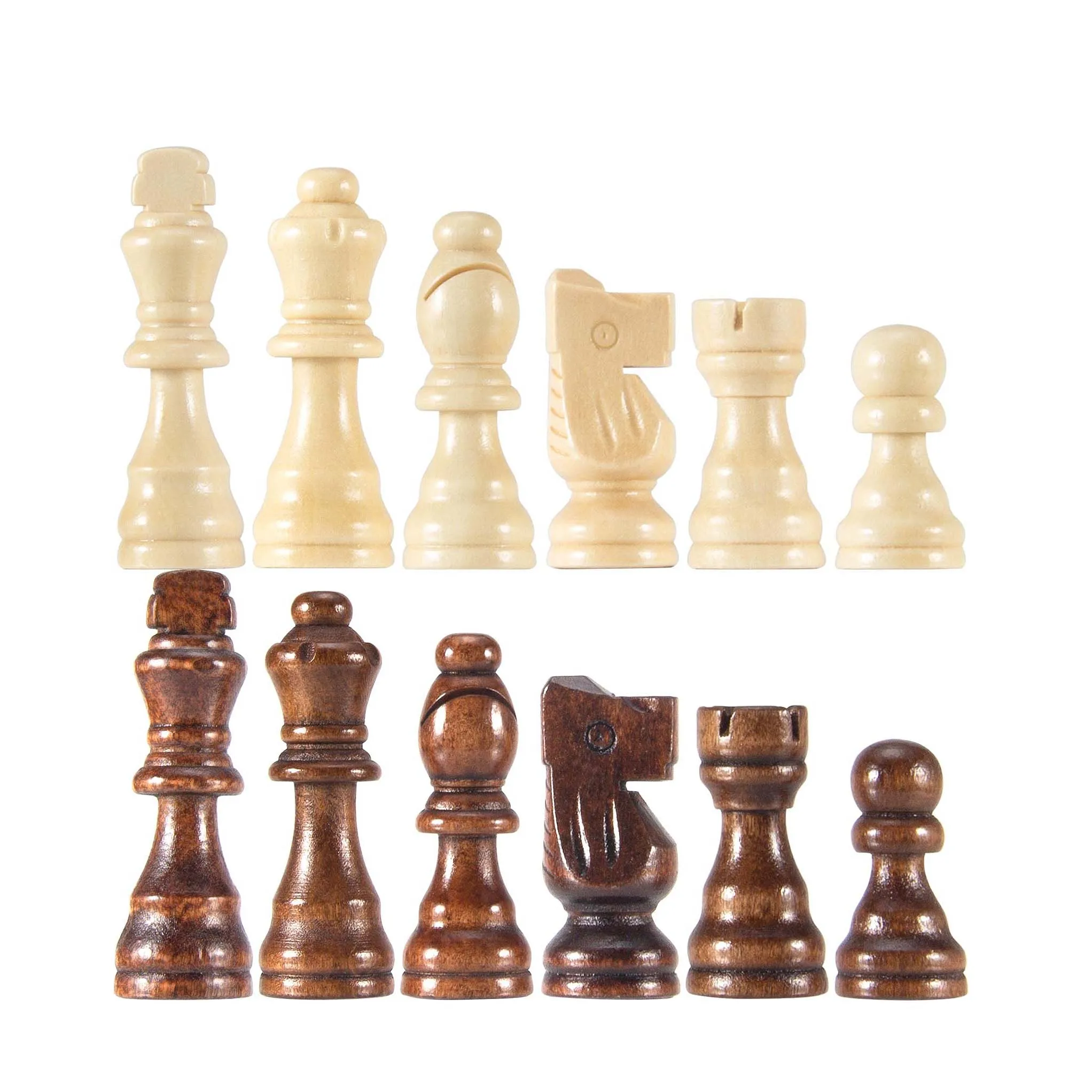 

Wooden Chess Pieces Only Wood Chessmen with 3.15" King Tournament Chess Game Pawns for Replacement