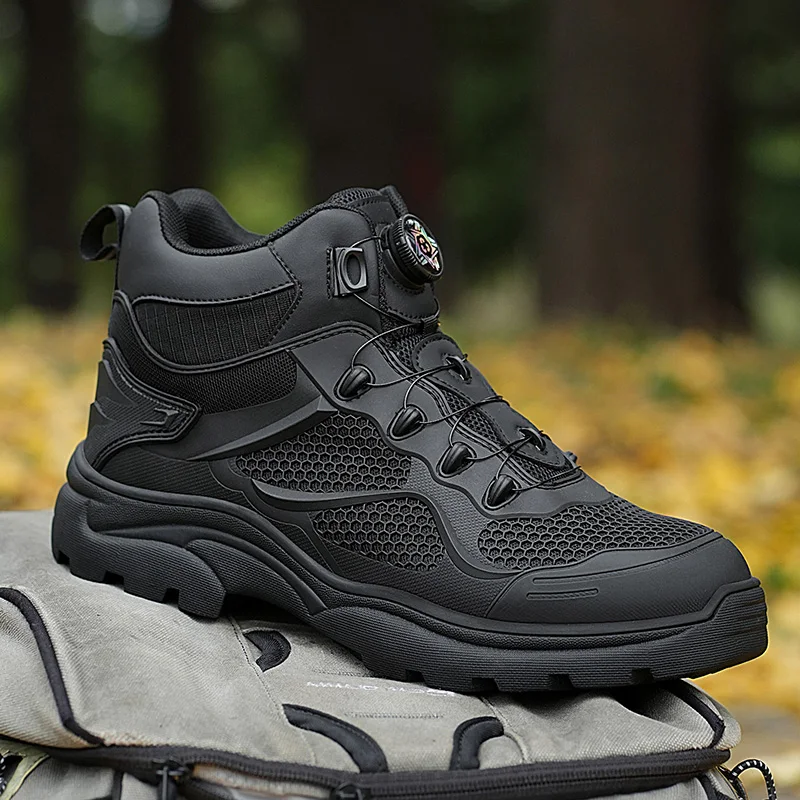 922 New Design  Black Swivel Button  Lightweight  Safety Shoes Men Work Without Lace  Sneakers